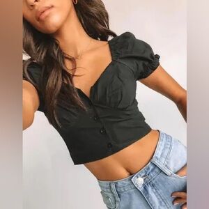 NWOT Princess Polly Abe Crop Top Black